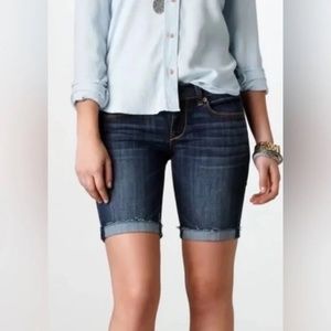 American Eagle Women's Jean Stretch Bermuda Shorts Raw Cuffed Hem  2
